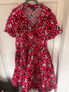 Torrid Retro Chic Size 14 Red Tattoo Print Fit & Flare Dress | Rockabilly Pinup